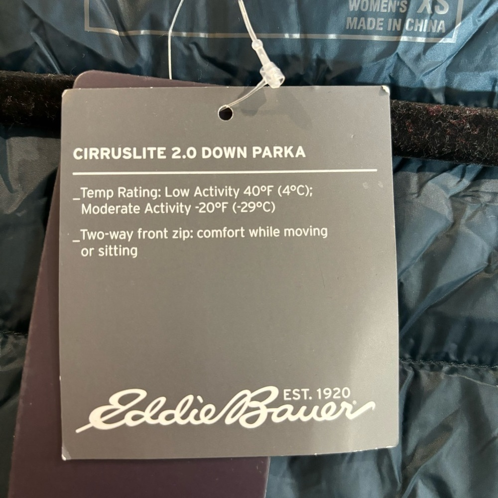 EDDIE BAUER Sz XS CirrusLite Grey Goose Down Slim Puffer Coat Hooded Parka NEW - Picture 9 of 15